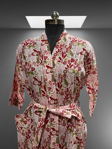 Kimono Floral de algodón para mujer, bata con estampado de bloques, bata de dama de honor para boda, ropa de dormir de otoño, albornoz, ropa de playa para - Product Image 4