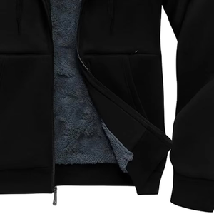 Sudadera con Capucha Negra Ligera con Cierre, Tendencia 2025, Venta al Por Mayor, para Hombre, Transpirable, de Poliéster/Algodón, con Cierre, Invierno, 2 Piezas, Alta Calidad - Product Image 3