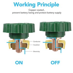 Interruttore di Disconnessione <span class=keywords><strong>Batteria</strong></span> <span class=keywords><strong>Auto</strong></span> 12V DC, Interruttore Principale <span class=keywords><strong>Batteria</strong></span> con Pulsante Verde, Interruttore di Spegnimento per <span class=keywords><strong>Batteria</strong></span> <span class=keywords><strong>Auto</strong></span> - Product Image 6