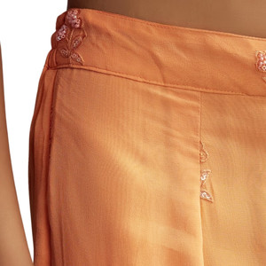 Ingrosso Arancione Georgette Sharara Tuta con Ricamato Kurta Dupatta per la Festa di Nozze Indossare la Festa di Ricezione e gli Ordini Personalizzati - Product Image 6