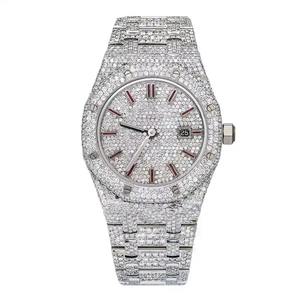 Montre Mossinate White Iced Out de luxe à l'exportation avec mouvement à quartz pour hommes, disponible au prix d'usine - Product Image 1
