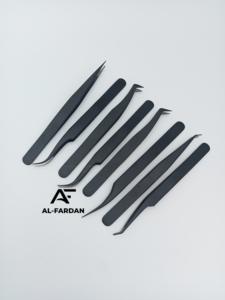 Pince à cils en acier inoxydable solide enduit de poudre noire outil d'extension de cils à poignée lâche pointue pour la marque privée de Volume - Product Image 4