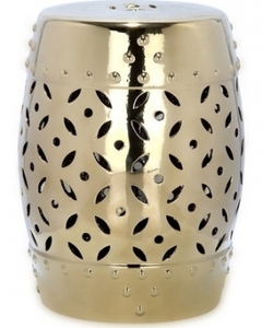 Tabouret de jardin décoratif en métal, fait main, durable, poli à haute brillance, avec motifs en relief, pour intérieur et extérieur - Product Image 5