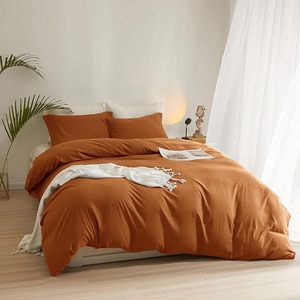 Juego de Funda Nórdica de Algodón Lavado Suave de 200 Hilos Estilo Europeo de Gran Venta, Tamaño Completo, con 2 Fundas de Almohada, Color Óxido, para Hospital, Hogar, Hotel - Product Image 2