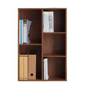 Assemblage facile Étagère de rangement ouverte en bois à 5 cubes Étagère d'organisation de fichiers de bureau - Product Image 1