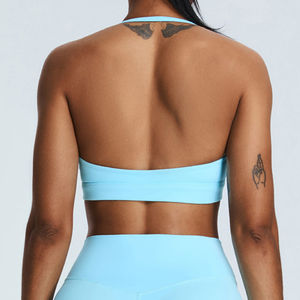 Ropa deportiva de entrenamiento de gimnasio para mujer personalizada, conjunto de Yoga de cintura alta de secado rápido a cuadros, ropa deportiva de alta calidad de 2 piezas de fabricantes - Product Image 4