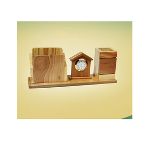 Fabricante de portalápices de madera/soporte para bolígrafo con reloj para escritorio de oficina Calidad superior a un precio razonable - Product Image 4