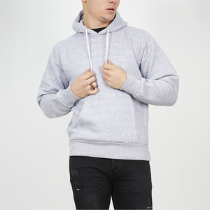 Sudadera con capucha gris claro para hombre de moda con cordones blancos ajustables bolsillo de canguro y forro polar suave para la comodidad diaria informal - Product Image 1