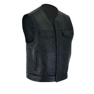 2024 diseñador de lujo de los hombres sin mangas chaqueta de moto Stand Collar Chaleco de cuero - Product Image 6