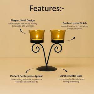 Meilleure vente, bougeoir en métal haut de gamme, design élégant à 2 bras, support de bougie pour Noël, Pâques, anniversaire - Product Image 4
