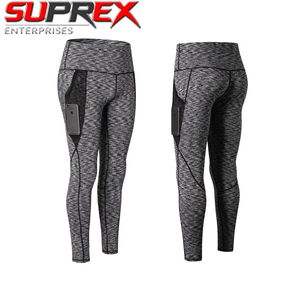 High Waist Simple Print Yoga <b>Leggings</b> <b>with</b> Phone <b>Pocket</b> Stretchy Breathable Fabric Tummy Control Shapewear for Gym & Running - Product Image 2