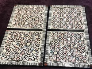 Sultana Handcrafted Egyptian Beech Wood Rectangle Quran Stand-Inlaid <b>Mother</b> of Pearl Foldable Rehal (16x8 Inches) - Product Image 3