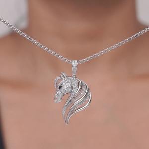 Meilleure offre, collier pendentif hip-hop en argent 925 avec diamant moissanite VVS, design tête de cheval, glacé, pour femmes, bijoux à bas prix - Product Image 5