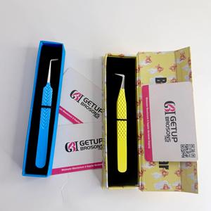Pince à cils GETUP BROSONS IMPEX 90 degrés en acier inoxydable, pointe argentée 90 degrés, anti-magnétique, anti-statique, prise en main parfaite - Product Image 1