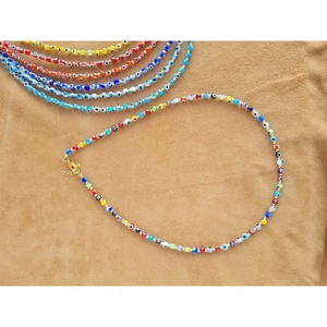 Multicolor Evil Eye <b>Beaded</b> <b>Necklace</b> with Gold Plated Chain for Retail Resale Fashion Accessory - Product Image 3