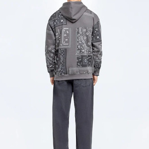 Sudaderas con capucha de algodón con estampado para hombre personalizado de pañuelo de lana de invierno con bloques estampados de Cachemira y servicios personalizados OEM - Product Image 3