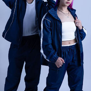 Ensemble de survêtement réversible imperméable en coton de haute qualité avec logo personnalisé, coupe-vent d'hiver, deux pièces, fermeture éclair, streetwear - Product Image 2