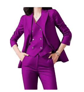 Precios de fábrica Traje de negocios de color sólido para mujer Pantalón Abrigo Nueva tendencia Moda Delgado Casual Oficina de negocios Traje de mujer - Product Image 3