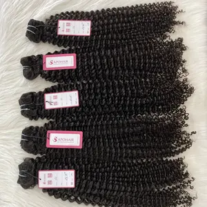 Wholesale Supplier Natural Black Color Machine Weft Human Hair Extensions Loose Curly Machine Weft Human Hair Extensions