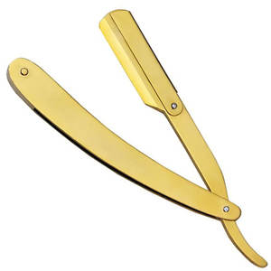 Rasoir de barbier à bord droit en acier inoxydable de haute qualité pour hommes avec poignée en acier pour le visage, le corps et le bikini - Product Image 1
