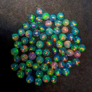 Opale éthiopienne de feu Welo de qualité incroyable taille 3mm forme ronde opale de feu pierres précieuses en vrac perles d'opales à dos plat - Product Image 3