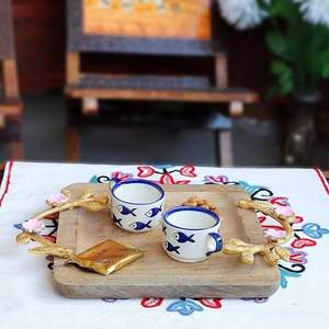 Plateau de service en bois massif de style Art déco pour le Ramadan, décoration de luxe pour la maison, exportateurs en gros d'Inde - Product Image 3