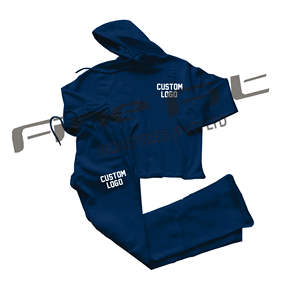 Survêtement en coton évasé à la mode pakistanaise personnalisée, tenue d'hiver à capuche deux pièces pour hommes, motif solide - Product Image 2