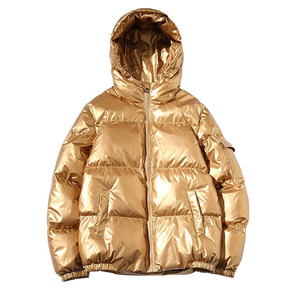 Chaqueta acolchada informal con bordado personalizado de color metálico dorado, longitud Regular con cremallera, abrigo de burbujas de Material cálido para invierno para hombre - Product Image 1