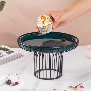 Round Wooden <b>Cake</b> <b>Stand</b> With Metal Handle for Wedding Birthday Dessert Display Table Decor Cupcake Holder Tray - Product Image 2