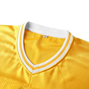 Maillot de football jaune pour hommes, court, respirant, en maille antibactérienne, séchage rapide, uniforme d'équipe personnalisé, logo personnalisé, entraînement, entraînement - Product Image 4