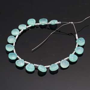 Vente chaude Aqua Calcédoine Perles Belle Naturel Bleu Gemme Coeur Forme Briolette pour La Fabrication De Bijoux Pierre Artisanat Matériel - Product Image 2