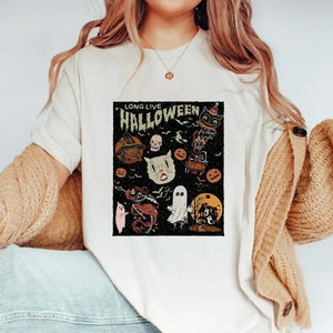 Trendy Retro 90s manga corta verano impreso cuello redondo Camiseta Top Halloween camiseta moda mujer divertido patrón de calabaza T-shi - Product Image 2