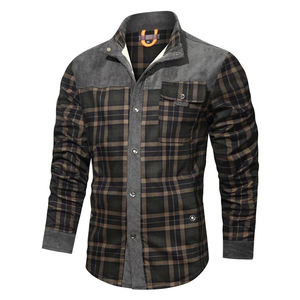 Chemise de moto à carreaux gris foncé et marron avec devant boutonné et chemise de protection pour le cyclisme - Product Image 1