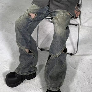 Men's Mid Waist Breathable Waterproof Jogger Pants Elastic Waist Wide Leg High Street Multi-Pocket Stitching Design New Simple - Product Image 5