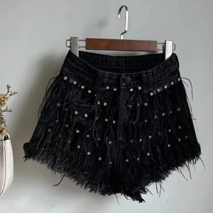 2025 Stylish Distressed <b>Women's</b> Shorts Customize Stone Printed Denim Shorts Summer Washed <b>Jeans</b> Shorts for <b>Women</b> - Product Image 1