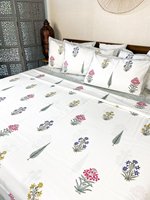 Ensemble de couvre-lit de luxe en tissu bio tissé à la main en Inde avec imprimé floral, taille Queen