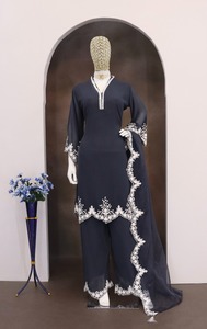 Exclusivo traje Salwar Kameez/Diseño de vestido paquistaní Salwar Kameez/traje de fiesta con trabajo de bordado pesado - Product Image 6