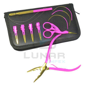 Kit de herramientas de extensión de cabello de Venta caliente rosa con plasma dorado en color con etiquetado de marca personalizado gratuito en herramientas y en kits - Product Image 1