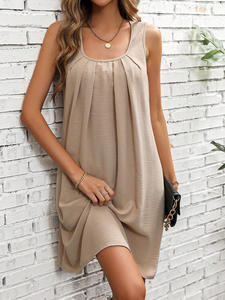 Elegante abito a-line con scollo a U allentato da donna comodo Top alla moda con motivi solidi per occasioni Casual eleganti - Product Image 6