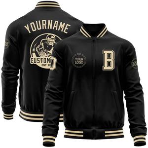 Custom <b>Black</b> Customized Bomber Varsity Letterman Zipper Jacket Windbreaker Streetwear Vintage Men's Varsity Jacket - Product Image 1