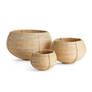 Lot de 3 grands paniers à linge pour la maison Seau en tissu de qualité supérieure en métal et rotin d'occasion - Product Image 6