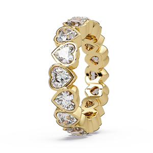 Hermosos anillos de oro puro de 14 quilates con diamantes cultivados en laboratorio de talla brillante en forma de corazón, banda de eternidad completa, anillos de boda y aniversario para mujer. - Product Image 2