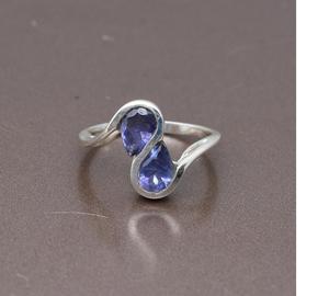 แหวนพลอย iolite ที่มีดีไซน์หินขัดทันสมัยหรูหราสองชิ้นเครื่องประดับหินสเตอริงเงินแข็ง925แบบไม่ซ้ำใคร - Product Image 3