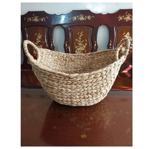 Bacs de rangement en osier et jonc de mer naturel L80 fabriqués à la main de forme ovale jacinthe d'eau fabriqués au Vietnam boîtes de rangement et bacs - Product Image 4