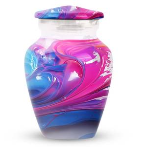 Urna de remolino rosa y azul para cenizas humanas decorativa personalizada para adultos cenizas recuerdo cenizas conmemorativas 1-200 pulgadas cúbicas urna - Product Image 1