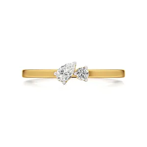 แหวนคู่เพทายทรงลูกแพร์ ทองคำ 14k ชุบโรเดียม - Product Image 2