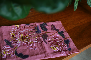 Elegante 100% ramio orgánico pintado a mano bordado Floral hermosa bufanda étnica cuadrada para mujer bufanda de longitud cuadrada hecha a mano - Product Image 4