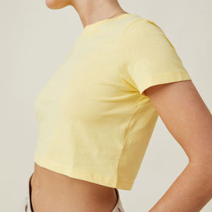 Top corto de alta calidad para mujer, camiseta recortada con diseño de logotipo personalizado, Tops para mujer, Top corto informal para mujer - Product Image 6