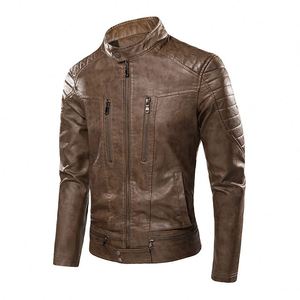 Chaqueta de Cuero para Hombre, Transpirable, Abrigada para Invierno, Chaqueta de Motociclista de Cuero Genuino Negra con Cuello Alto - Product Image 3