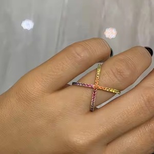 925 Silver Rainbow Original Moissanite Diamond Ring Multicolor Engagement Religious Style Ring for <b>Girlfriend</b> Fine Jewelry - Product Image 3